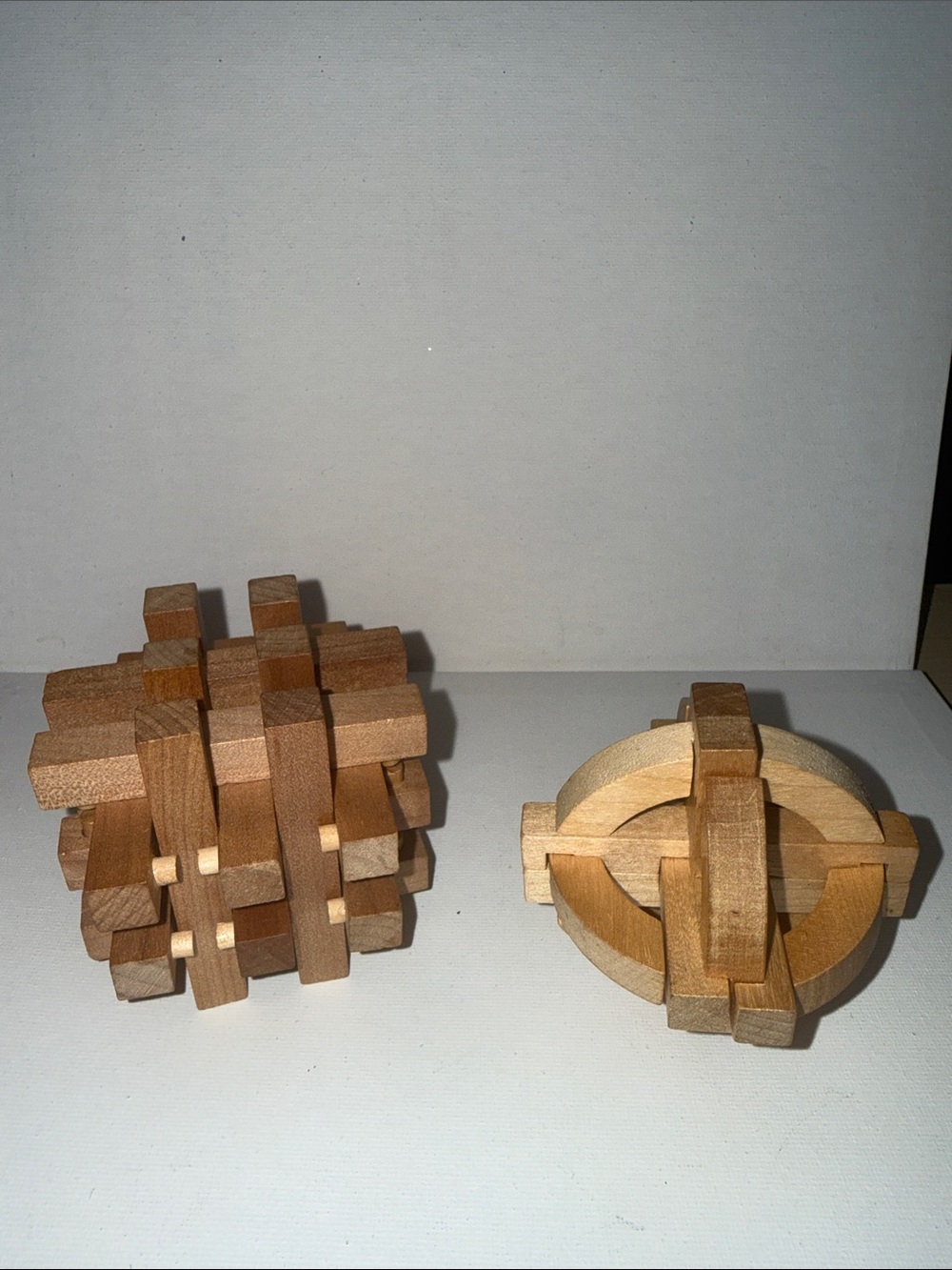 Wooden Interlocking Brain Teaser Puzzle Set - Natural Wood